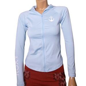 Roxy Light Blue Zip-Up Hoodie with Anchor Logo